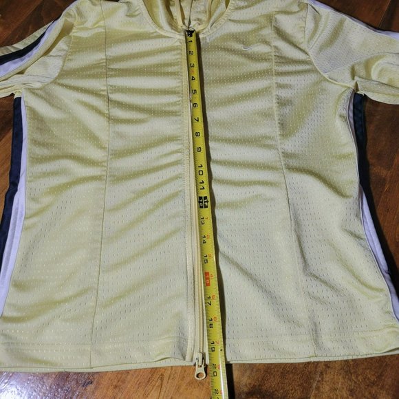 Nike Full Zip Mesh Lined Ladies Size Large 12-14 Hooded Jacket Pale Yellow - Picture 5 of 10